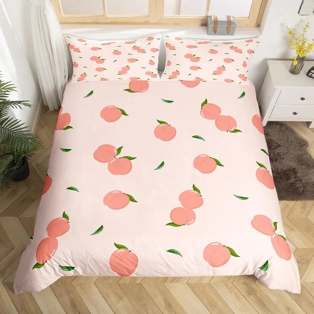 Fruits Duvet Cover Strawberry Banana Mango Lemon Pineapple Bedding Set Grapes Orange Comforter Cover,Summer Fruit Quilt Cover