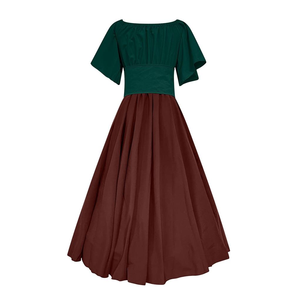 Women's Renaissance Medieval Costume Dress, Off Shoulder Lace-Up Corset Gown for Halloween and Cosplay