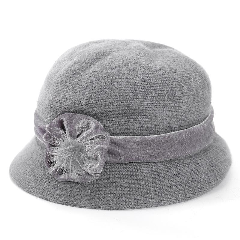 Теплая вязаная шапка из кроличьей шерсти для пожилых людей среднего возраста на осень-зиму, для бабушки, свекрови, тети, шапка с бархатной пряжей для мамы