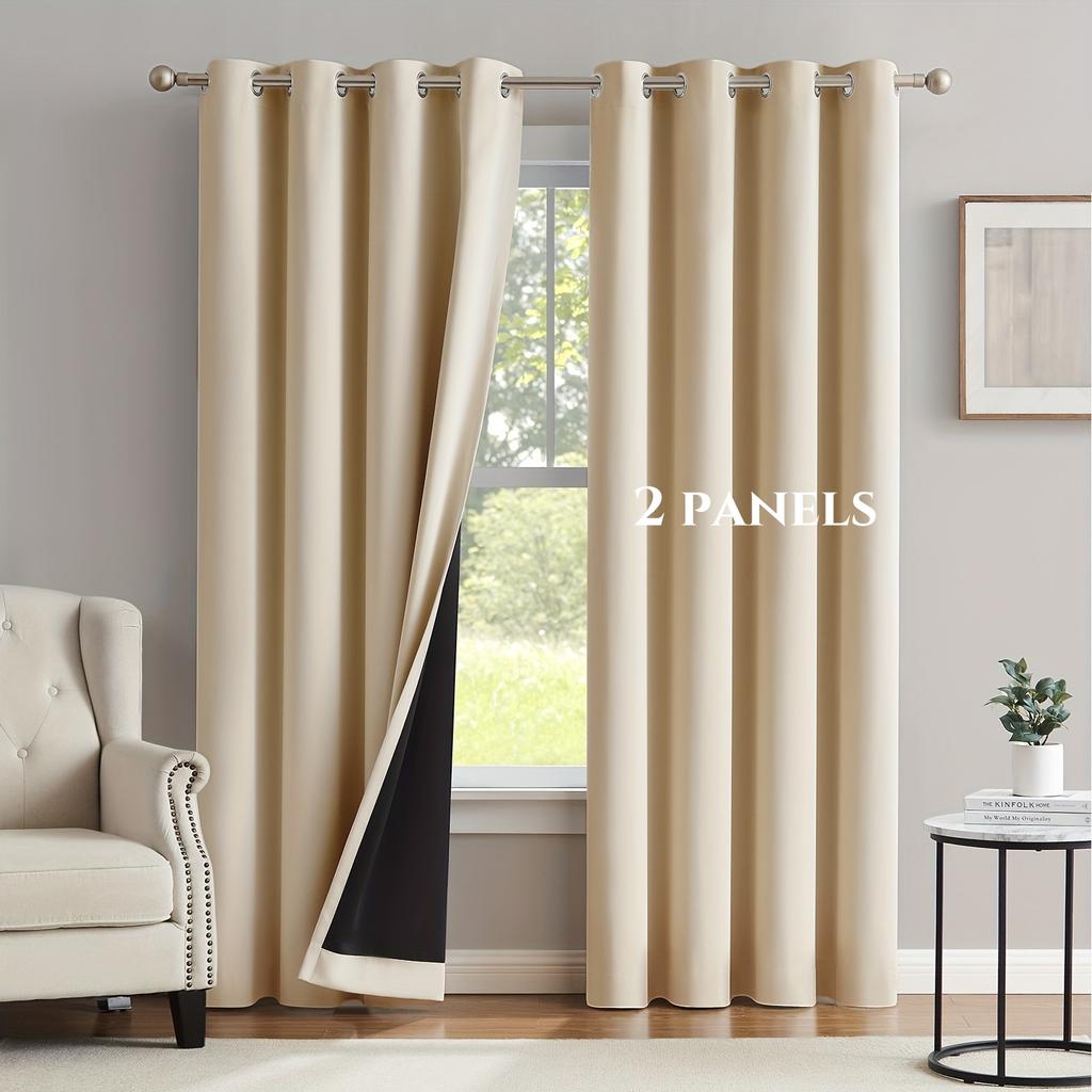 2panels Modern 100% Blackout Solid Curtains, Privacy Curtains for Living Room, Bedroom, Kitchen, Prevent Ultraviolet Rays Draps