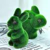 Artificial Moss Bunny Statue Realistic Furry Moss Flocked Rabbit Ornament Standing Foam Rabbit Figurine for Spring