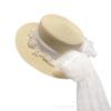 Mesh pearl new bow straw hat women's summer casual fashion beach sun hat sunshade sunscreen hat