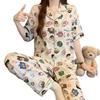 Japanese Cute Fun Cartoon Crayon Small New Cloud Cotton Pajamas Women'S Summer Short-Sleeved Trousers Set Loungewear