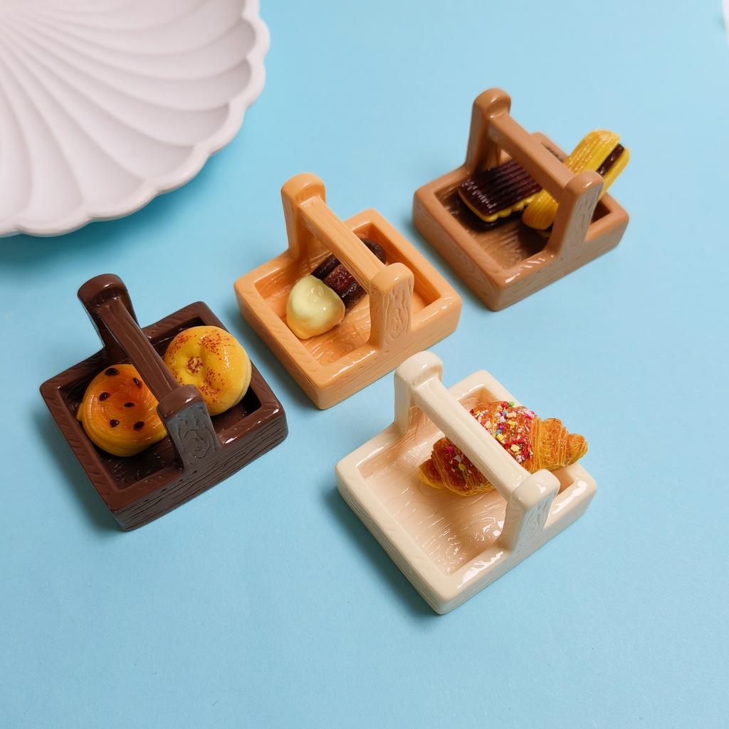 100Pcs Miniature Bread Baking Tray Clamp Frame Resin Furniture Model Doll House DIY Micro Landscape Desktop Decor Accessories