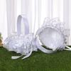 6 Style White Romantic Bowknot Burlap Wedding Ceremony Party Rose Flower Basket