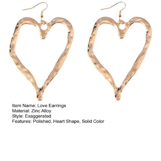 1 Pair Love Earrings Retro Exaggerated Style Polished Zinc Alloy Hook Earrings Party Club Cosplay Hanging Earrings Ear Jewelry