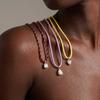 Colorful Macaron Rope Necklace Women Stainless Steel Geometric Zircon Pendant Necklace 18K Gold Plated Adjustable Chain