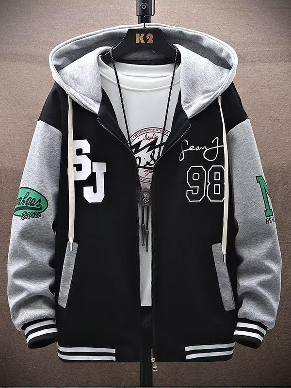 Осенний молодежный кардиган на молнии с цветными блоками 2023 года для учеников младших классов средней школы - тонкий мужской свитер-куртка