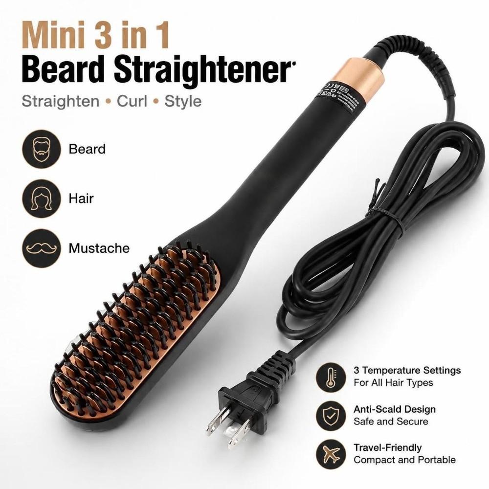 Tourmaline ceramics Hair Straightening Brush 3 Adjustable Temperature Heated Hair Comb Home