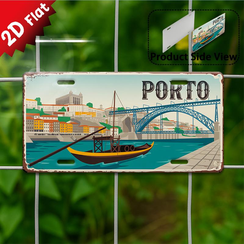 D Flatpc Vintage Metal SignDecorative Only Outdoor Plaque Wall Decor Porto Bridge River View Aluminum SignIdeal for Home