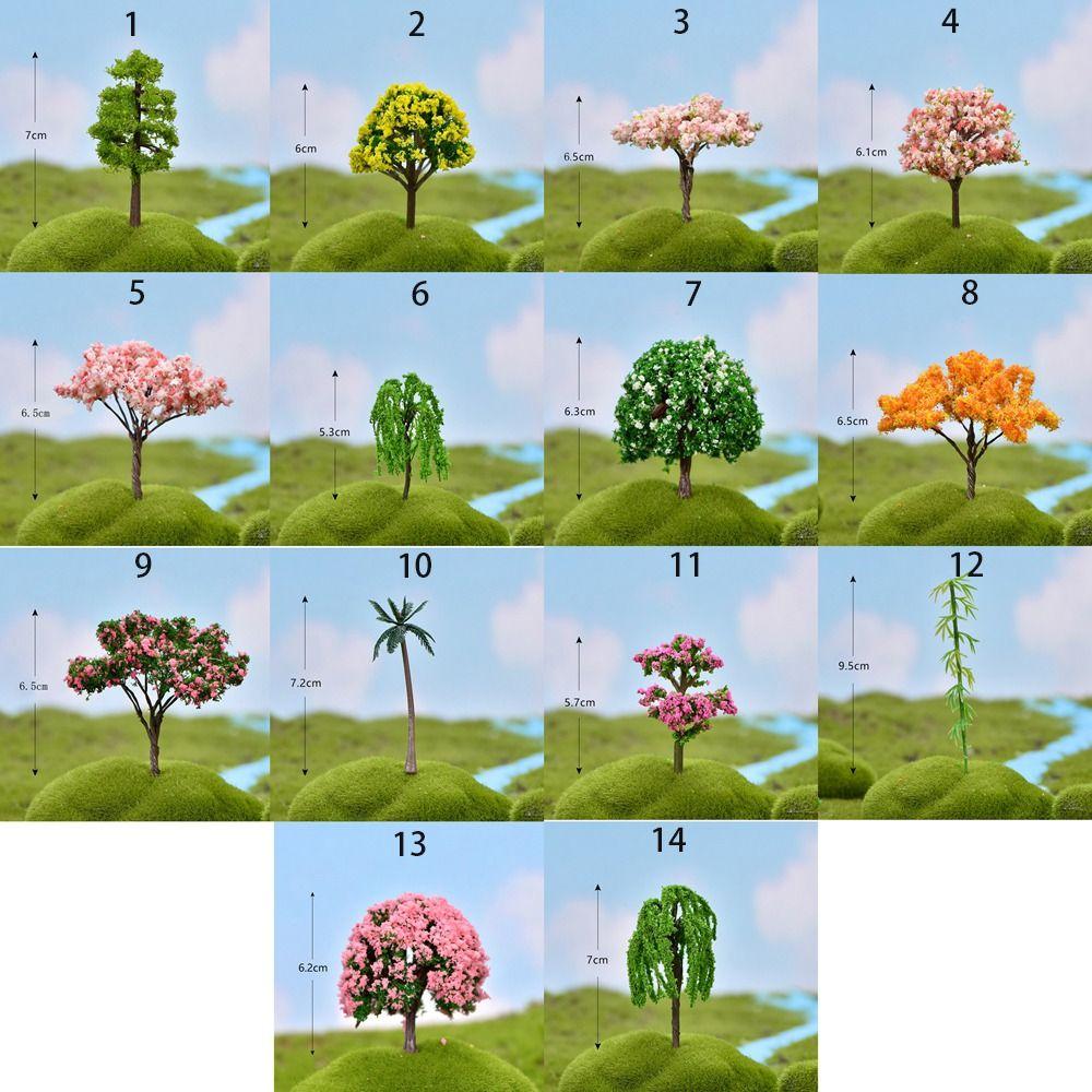 Plastic Simulation Trees Landscape Rural Style Micro Figurines Durable Sakura Miniatures  Yard