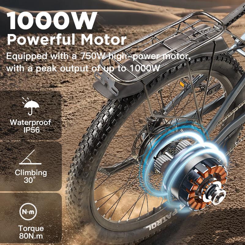 KIMDYMAKO2 E-Bike140km Range 48V 20Ah Battery, 80N.m 250W Motor, Full Suspension, 27.5" Tires, 9-Speed, LCD Display.