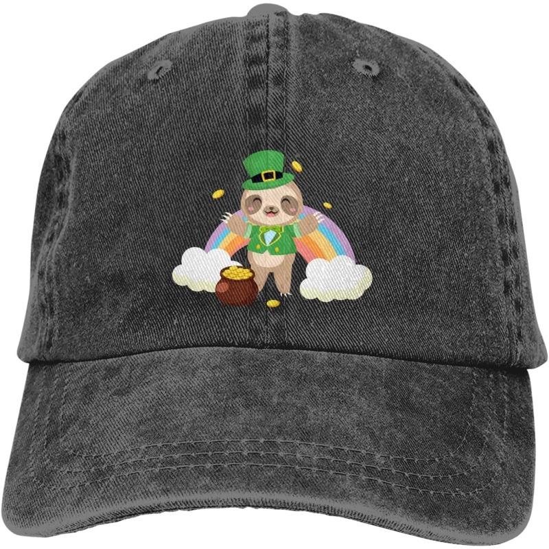 St Patricks Sloth Rainbow Baseball Cap Polyester Adjustable Low Profile Dad Hat for Irish Events Casual Wear