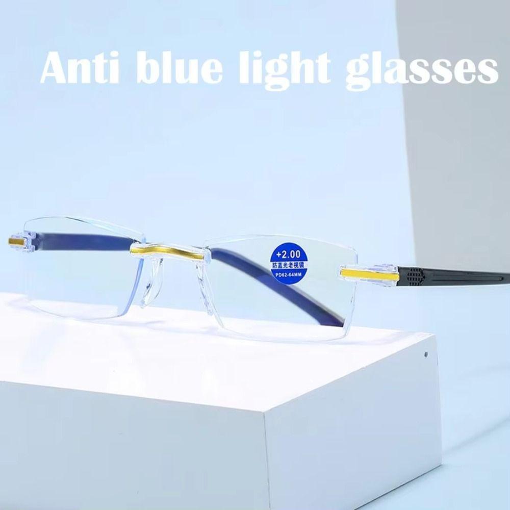 Square Frame Presbyopia Eyeglasses Frameless Anti-blue Light Glasses Eye Protection