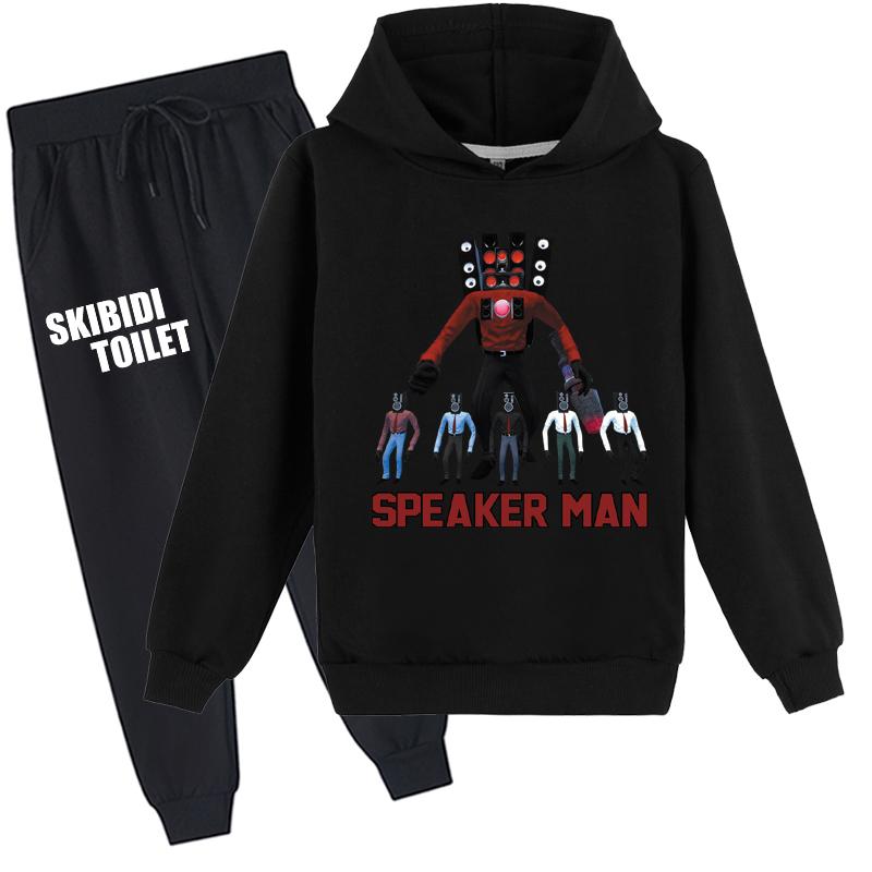 Детский комплект с 3D толстовкой Skibidi, пуловер для унитаза, спортивный костюм, детский свитер + брюки Спикермен