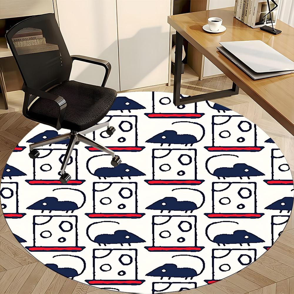 1pc Mouse Cheese Office Round Area Rug, Mat Suitable For Office, Under Office Chairs Bedroom Living Room Home Decor, Room Deco