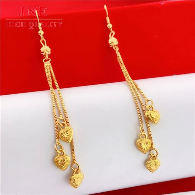 Cross-border Vietnam Gold Heart-shaped Tassel Earrings Fashion Imitation 24k Gold love Long Earring Pendant for Ladies Gift