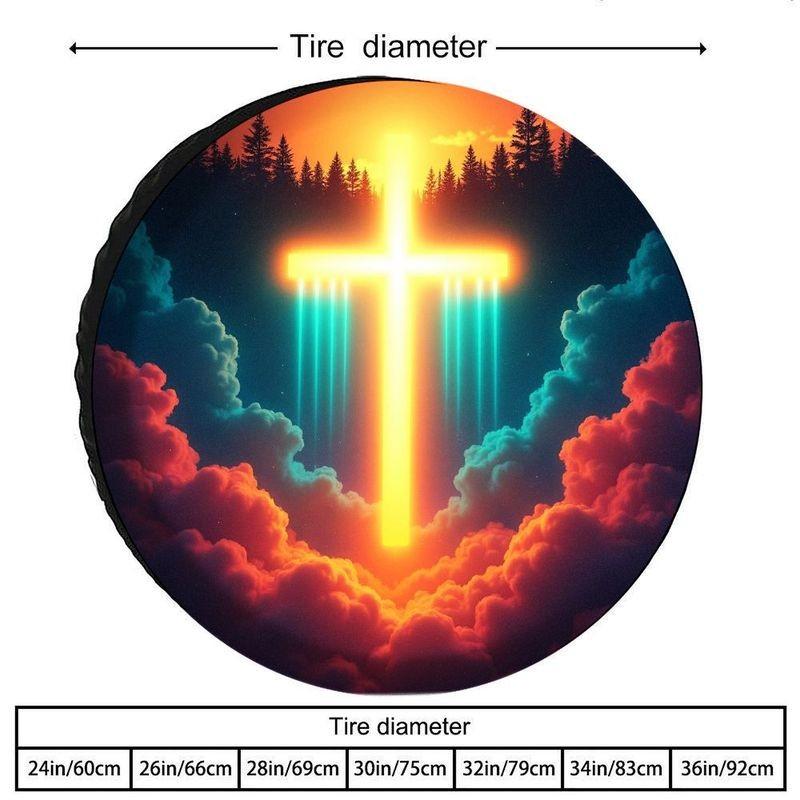 Sacred Cross Tire Cover Radiant Glow Polyester Spare Wheel Protector for SUV