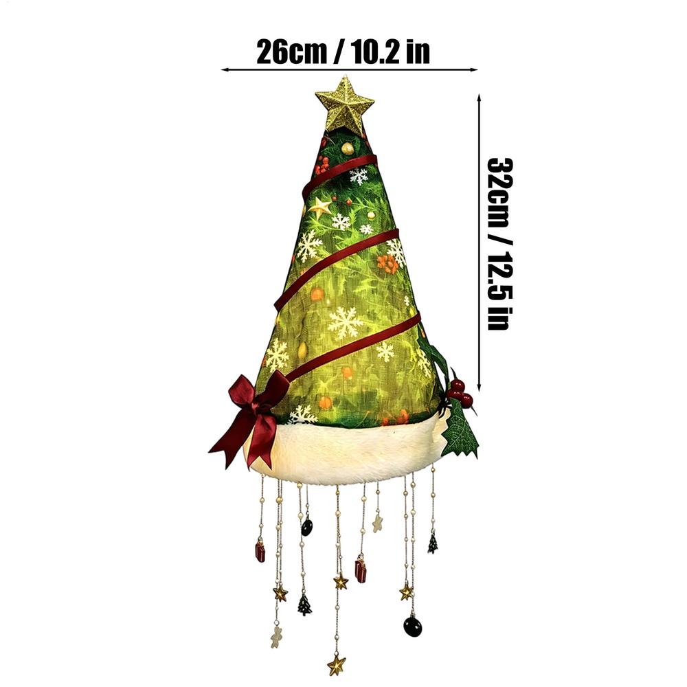 Santa Hat LED Light Christmas Chandelier Warm Glow Hanging Ornament Indoor Holiday Ceiling Decoration Home Decor Light