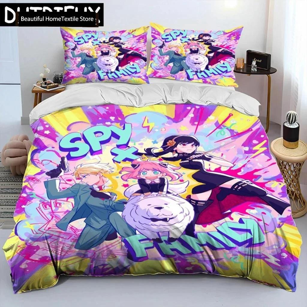 Japan Anime SPY×FAMILY Cartoon Comforter Bedding Set,Duvet Cover Bed Set Quilt Cover Pillowcase,king Queen Size Bedding Set Boys