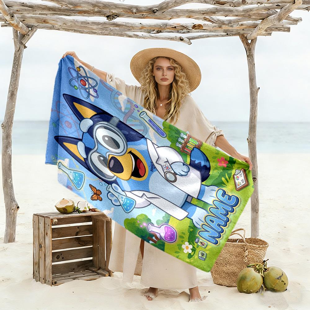 Bluey's Playful Pals Customize Text Beach Towel High Absorbency & Quick-Dry Portable for SwimmingBeachCamping Travel Beach AccessoriesGym
