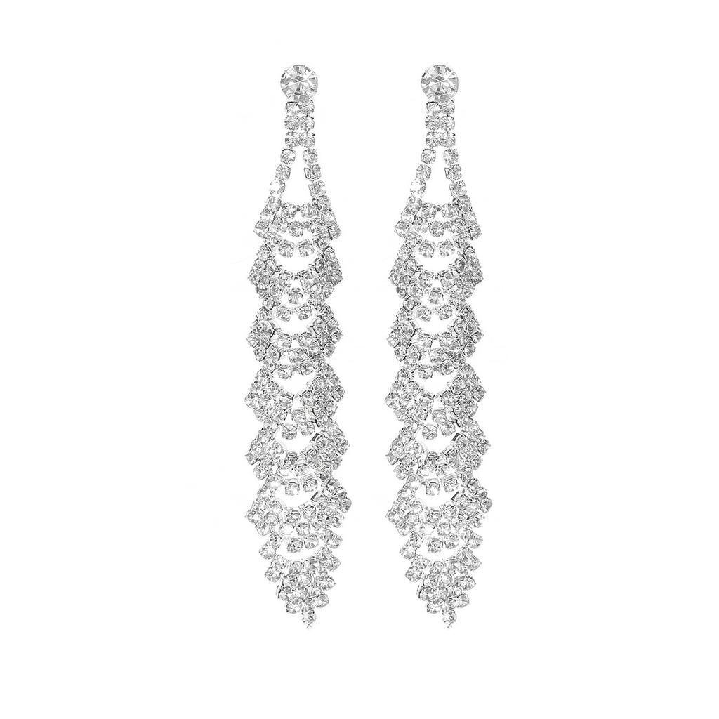 Легкие роскошные длинные серьги с бриллиантами, модные темпераментные блестящие серьги со стразами, женские серьги, 1 пара