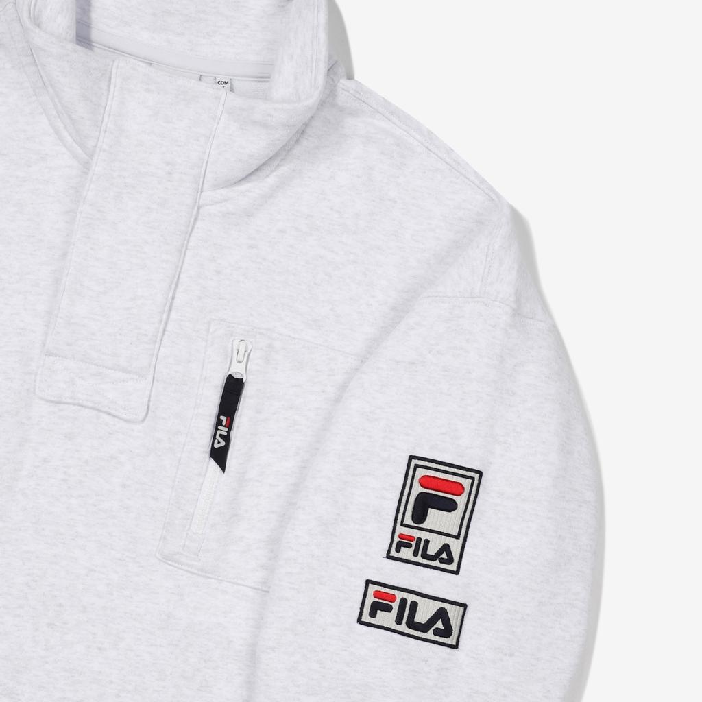FILA Sweatshirts Unisex Light Gray Stand Collar Moderate Straight Fit FS2POF1112X-WTM