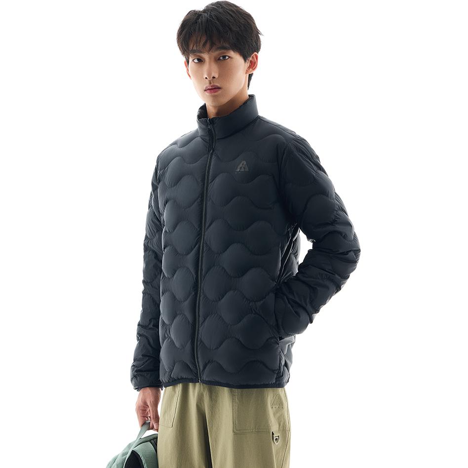 Anta Серия Outdoor однотонная с воротником-стойкой на молнии с длинным рукавом пуховик мужская верхняя одежда базовый-черный 952446901-1