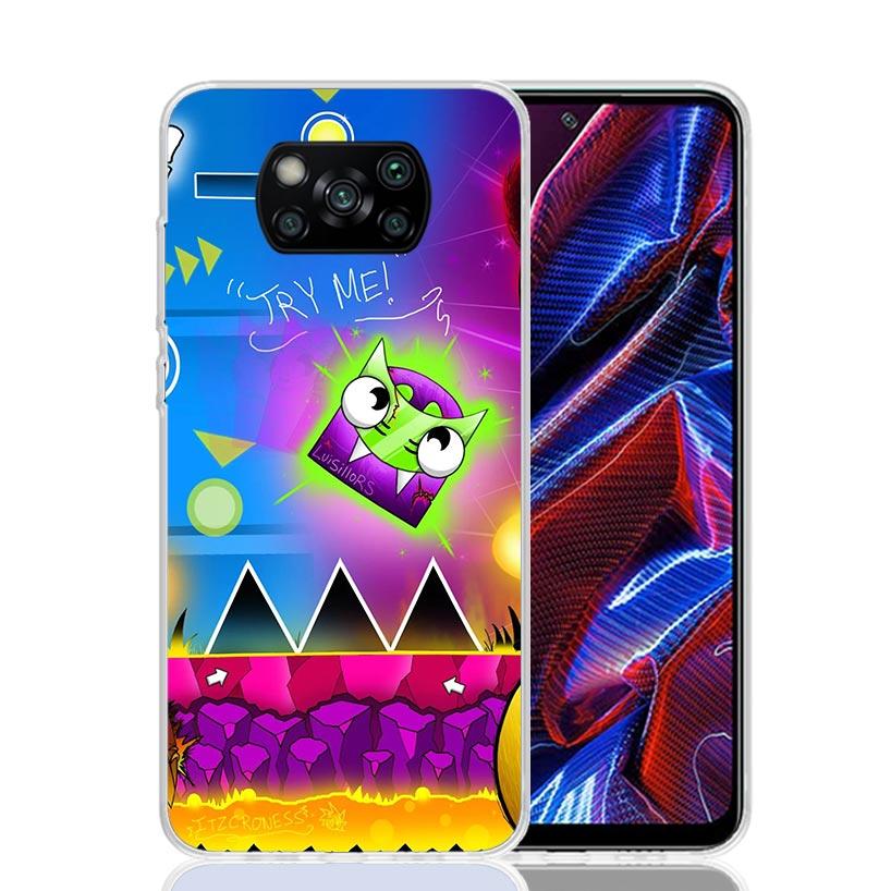 Geometry Dash Game Phone Case For Xiaomi Poco X7 X6 X5 Pro F7 Ultra Redmi 15C 15 13 13C 12 12C 10 10A 10C 9 9A 9C 9T Cover Poco