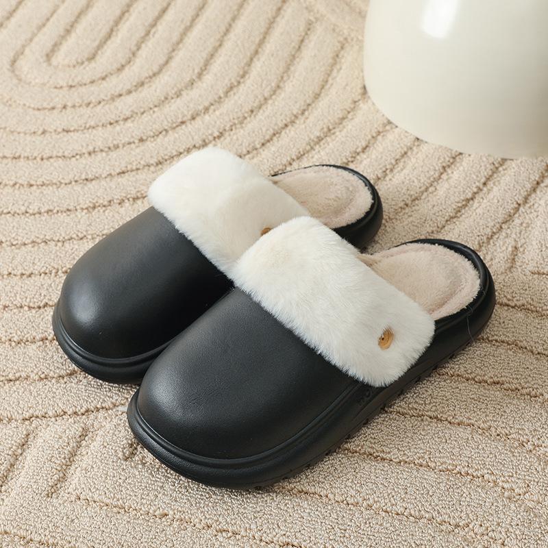 Съемные и моющиеся хлопковые тапочки, зимние домашние нескользящие водонепроницаемые теплые плюшевые хлопковые тапочки с толстой подошвой