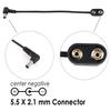 9V Battery Clip Converter Cable 5.5mm 2.1mm Male Connector 9 Volt Power Supply Cable Snap Connector for Guitar Effect Pedal
