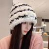 Winter Adult Warm Hat Velvet Hat Outdoor White Label Pattern Hoodie Cute Knitted Hat