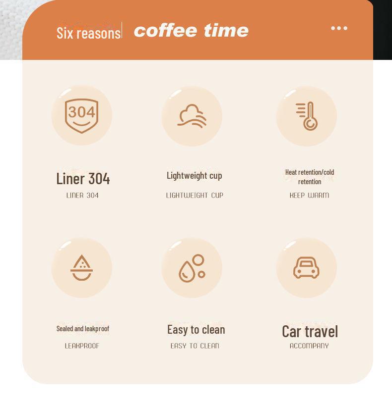 Термос-чашка для кофе из нержавеющей стали 304 для путешествий, автомобиля, офиса - портативный, прочный, элегантный дизайн - сохраняет напитки горячими или холодными, легко моется