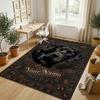 Black Cat Music Theme Soft Crystal Velvet Rug Custom Name & Text Print Non Slip Floor Rug for Bedroom Living Room