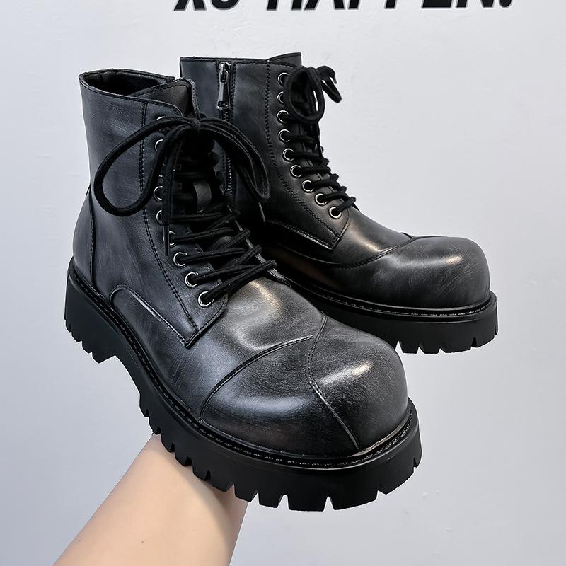 Новые мужские ботинки Martin с большой головкой, мужские туфли в британском стиле, туфли-туфли на молнии с высоким верхом, туфли 44789-A