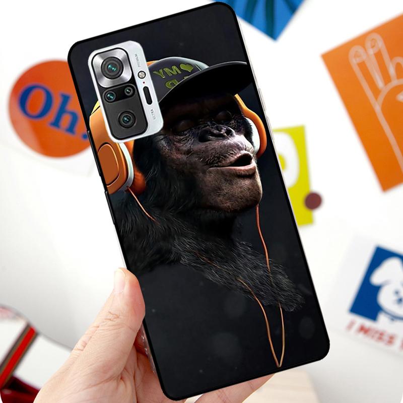 Забавный думающий обезьяна Чехол для наушников Для Xiaomi Redmi Note 12 Pro 11 8 9 10 Pro 9S 10S 11S 12S Redmi 12C 10C 9C 10A Чехол