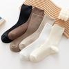 Хлопковые махровые носки в японском стиле с двойной иглой, однотонные, для женщин - осенне-зимние полосатые носки-гольфы средней длины
