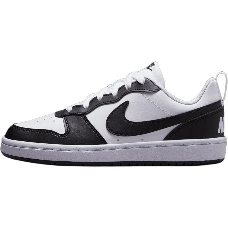 Nike Court Borough Anti Slip Wear Resistant Low Top Kids' Skateboarding Shoes White Black Sneakers DV5456-131