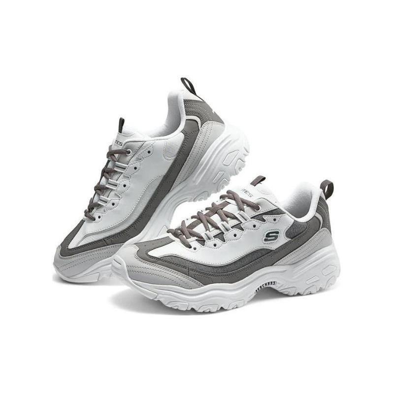 Skechers D'LITES 1.0 Мужские Ткань Синтетическая Кожа Легкие Низкие Повседневные Кроссовки Белый Черный 894290-WGY