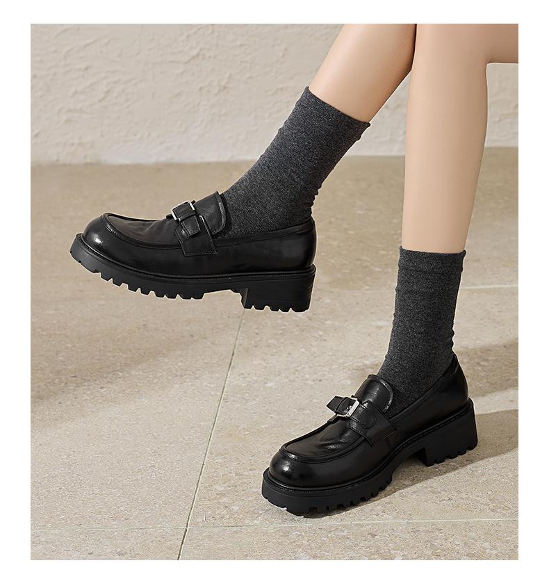 Saturday ST&SAT metal square buckle loafers