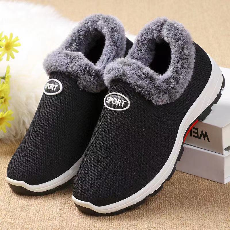 Winter Women's Cotton Shoes with Plush and Thick Mountaineering Soles for Middle-aged and Elderly People, Warm Cotton Shoes, Flat Snow Boots
