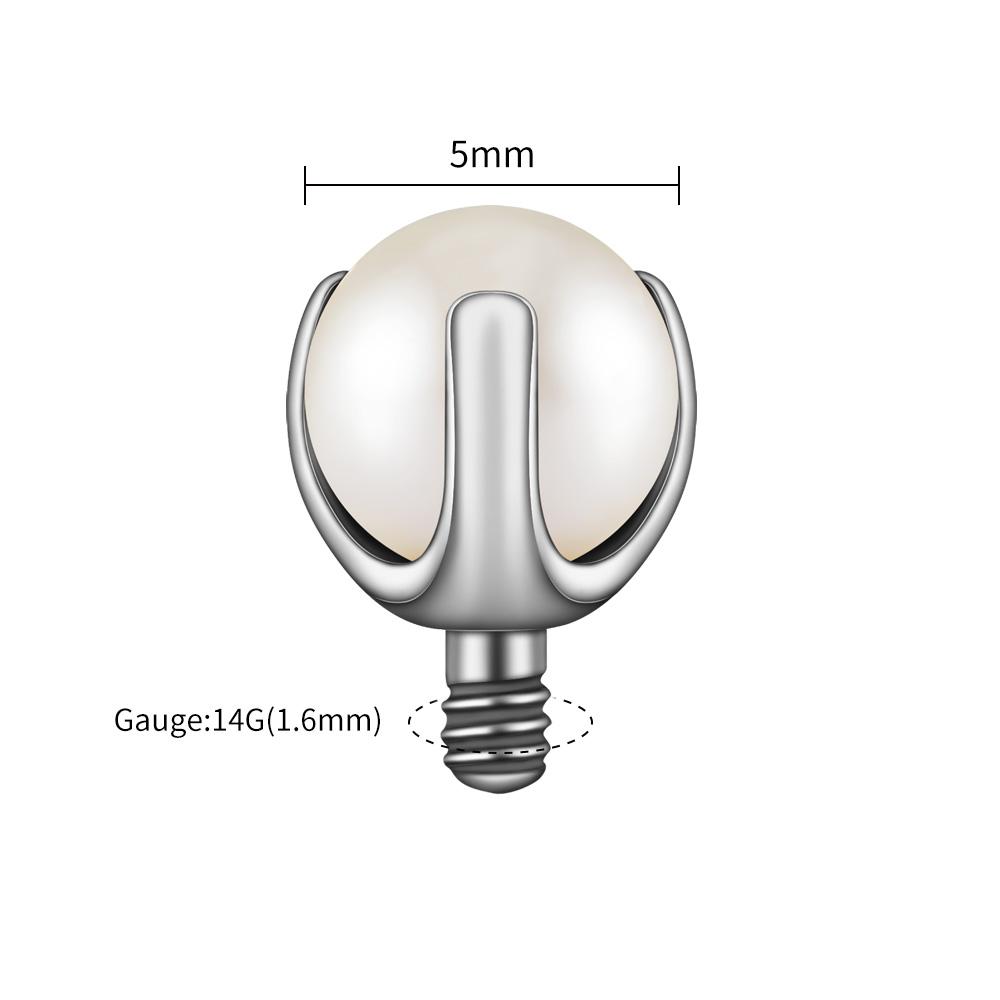 Right Grand ASTM F136 Titanium Internally Threaded White Pearl Top End for 14G 16G Labret Lip Stud Nipple Piercing Body Jewelry