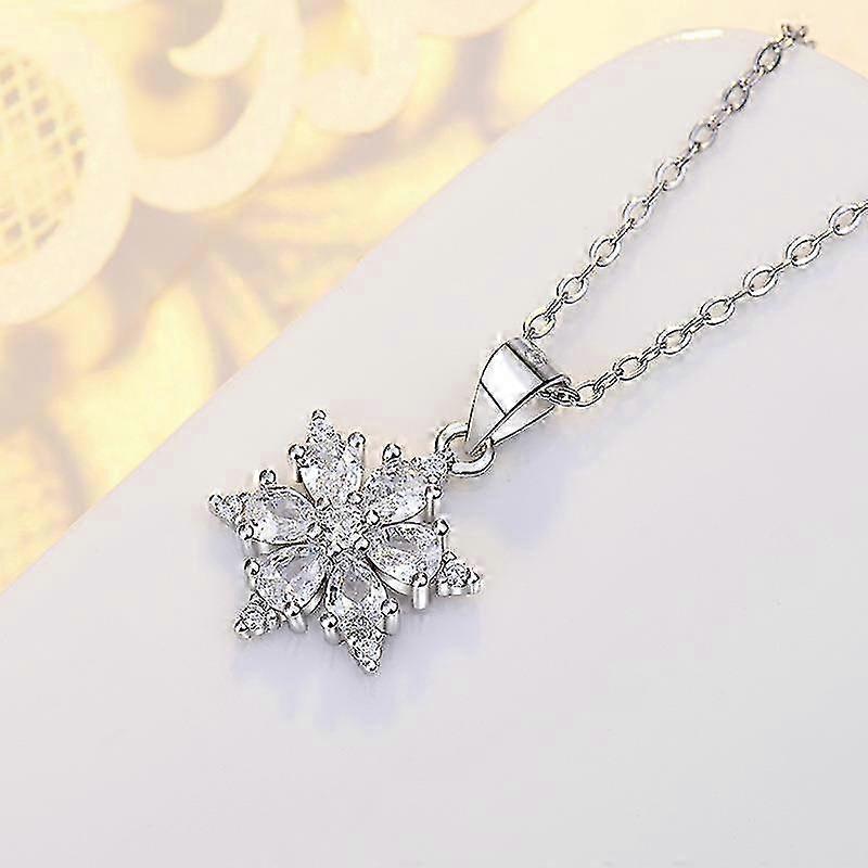 Women's sterling silver diamond snowflake pendant necklace