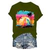 Women's Fashion Printed Casual Pleated Round Short Sleeve T-Shirt Top