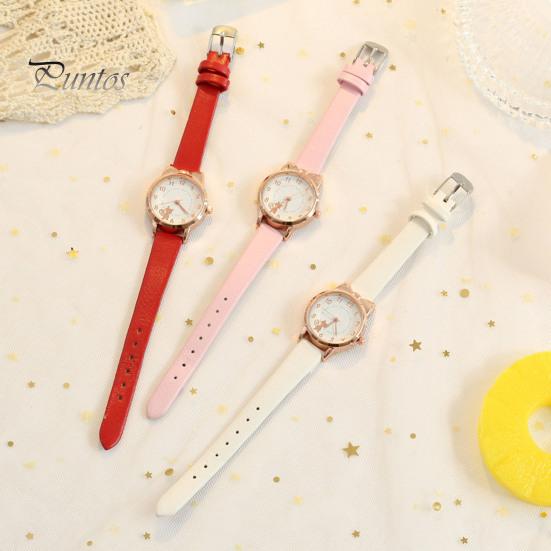 1 комплект, женские часы, браслет со звездой и луной, мультяшный кот, бант, круглый ремешок из искусственной кожи, точные кварцевые наручные часы для девочек и студентов, модные украшения на день рождения