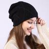 Women's Autumn Winter Pullover Mixed Color Mesh Diamond Plush Knitted Wool Hat Ear Protection Pile Cap