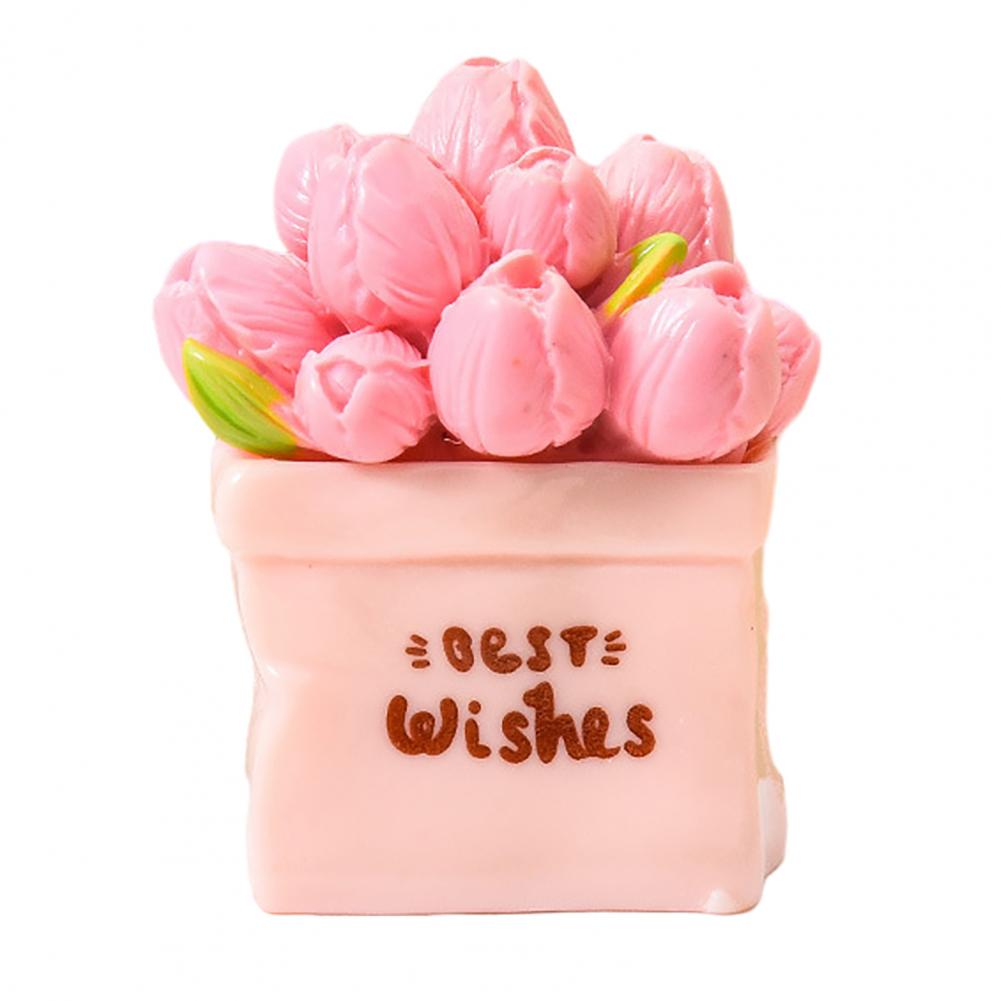 Small Tabletop Decor Miniature Potted Flower Resin Bonsai Artificial Dollhouse Accessory Tiny Fairy Garden Ornament for Diy