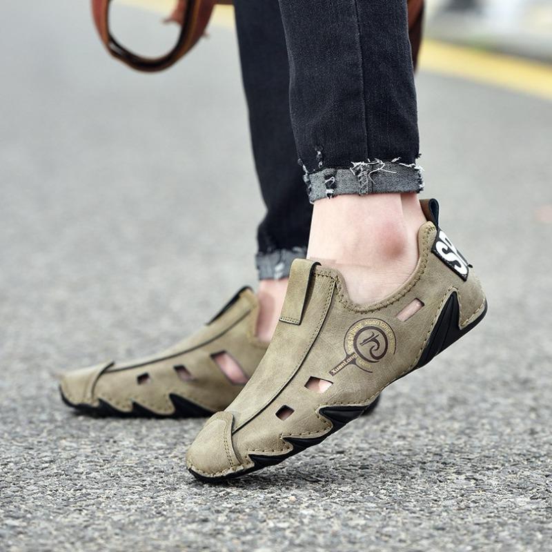 38-48 большой размер Летняя мужская кожаная повседневная обувь Дизайнерские лоферы Уличная дышащая Модная обувь для вождения Мужские Zapatillas Hombre