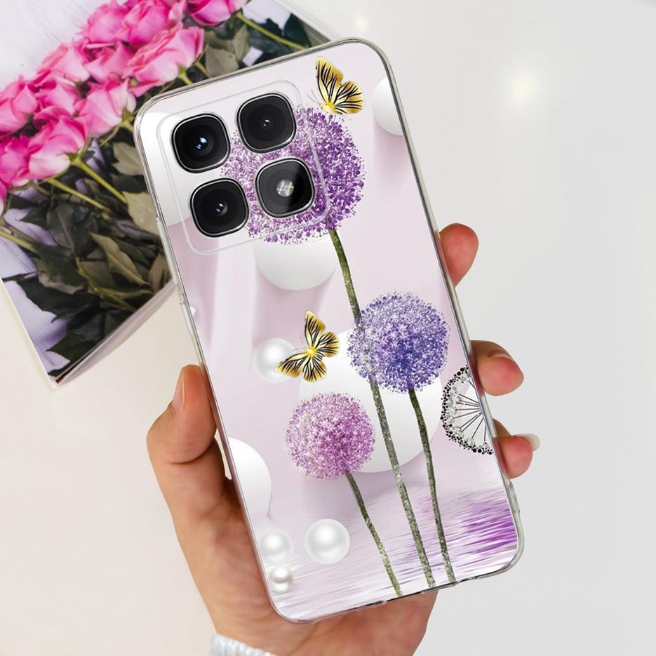 Чехол для Xiaomi 14T Pro Стильный чехол с рисунком цветов 6,67'' Прозрачный силиконовый чехол для телефона Для Xiaomi Mi 14T 14TPro Mi14T Мягкий чехол