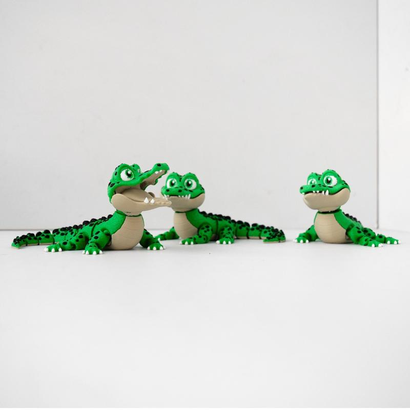 Реалистичная маленькая статуэтка-игрушка крокодила 3D-печать Игрушка Суставы Подвижный Крокодил Зоопарк Маленькое Животное Настольный Декор Детский Забавный Подарок